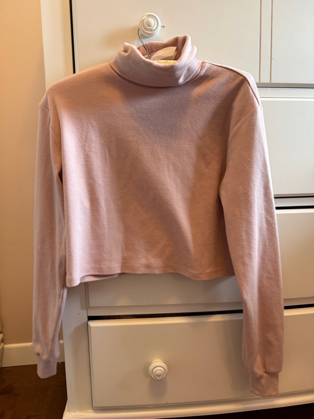 Aritzia Cropped Turtleneck Sweater in Dusty Pink